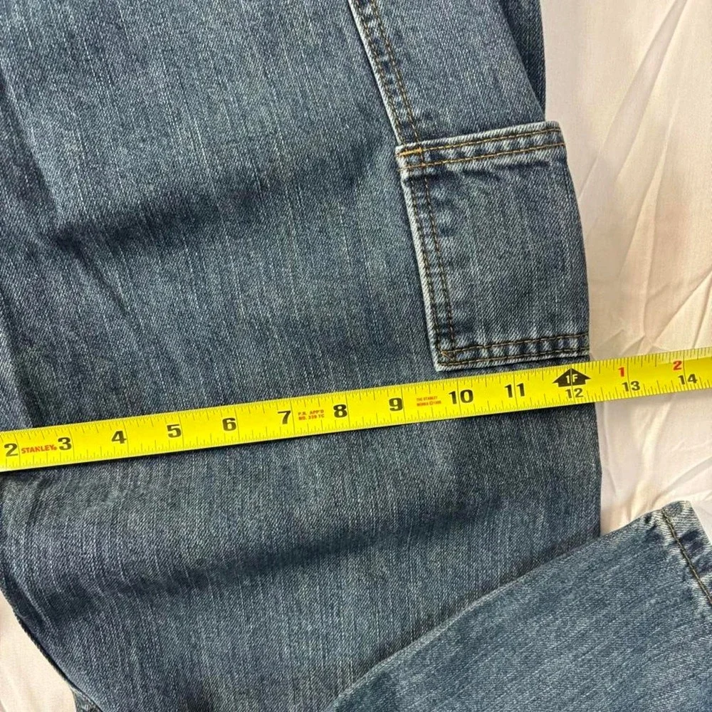2000s baggy lee carpenter dark washed workwear denim
